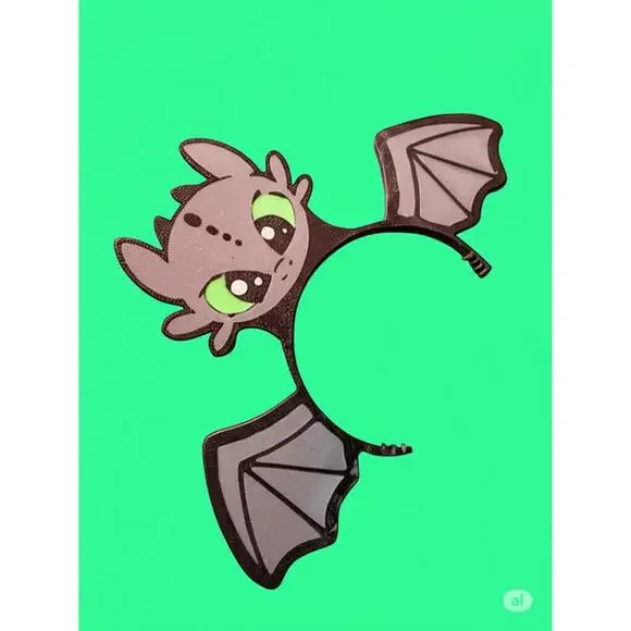 Labubu Toothless Dragon Headband 3D Printed – Doll Accessory - Picture 2 of 4